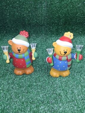 2005 Avon HOLIDAY BELL BAND TRIO Christmas Musical Light Up Teddy Bears Vintage